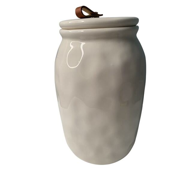 Mud Pie Bistro Cookie Jar 2017 White w/ Brown Leather 9” Tall New NWT - Picture 9 of 14